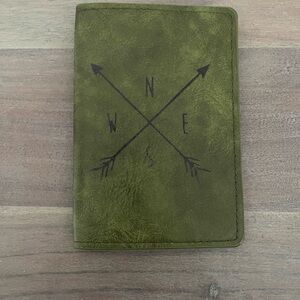 Indigo Olive Green Passport Cover with Arrow Compass Motif